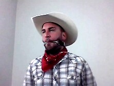 Scruffy Guy In Wild West Setting Selfgags With Bit Gag For Gay Bondage Fun