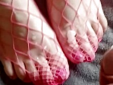 DD Sadie Demands That You Suck Daddy's Sperm Off Her Pink Fishnet Toes