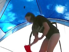 Cute Girl Changing In Tent Caught On Hidden Camera