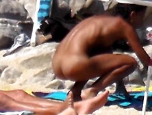 Beach Voyeur -Naked Arab Girl Playing Water Tennis