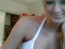 Blonde With Big Fake Tits On Webcam