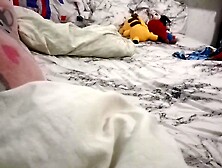 Overweight big beautiful woman mommy cleans the room