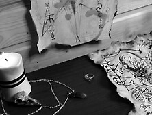 Happy Halloween! Horny Demon screwed the summoner, sperm in her cunt