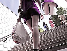 Super Hot Upskirt On The Stairs