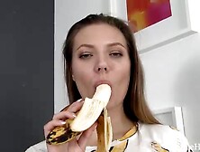 Ewangi has fun with a banana in bed - WeAreHairy