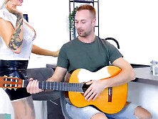 Young Guy Loves To Touch Guitar Neck But His Stepmom Wants Him To Touch Her Tits