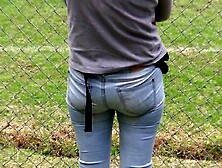 MY SHAGGY WIFE'S LARGE BOOTY,  58 YEARS OLD,  EXHIBITS IT IN JEAN,  FONDLED HIM,  I JERK OFF