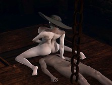 Futa Dimitrescu In His Dungeons Enjoying Sitting On His Pet's Face