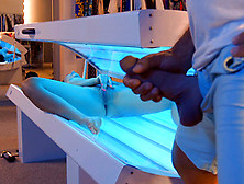 Horny latina Violet Starr gets caught masturbating in the tanning bed