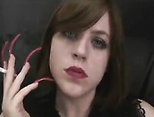 Cute Smoker With Very Long Finger Nails