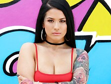 Raven-haired Katrina Jade swallows tasty cum after hard sex