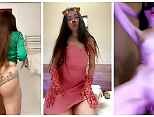 TikTok Compilation Part 3: Brunette Dancing Without Lingerie, Short Dress Without Panties, Stockings, Thong, Striptease