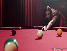 Pool Lesbian Winner Whips Ass To Looser