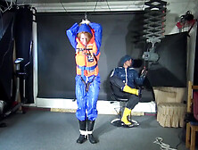 See Ronja Tied And Gagged By Stella In Shiny Nylon Rainwear And A Life Vest!