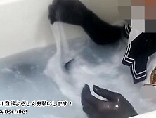 【WAM】セーラー服と黒ストッキングでローション風呂に浸かる/School Sailor. Pantyhose. Lotion Bath. Slime.