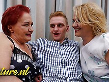 2 Horny Grandma’s Invite a Large Cock Toyboy Over For Some Threesome Fun!