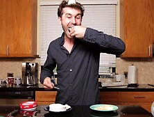 Good Looking Dude Having Fun While Cooking - Food Fetish