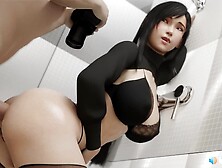 Tifa Analy Creampied in Bathroom (with Sound) 3d Animation Anime ASMR Hentai Ass-Sex Final Fantasy