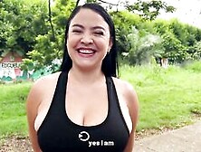 Fan Finds Breasty Daniela Gomez And Invites Her To Fulfill Her Dreams Outdoors In A Public Park.