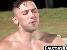 FalconsXXX. com - Handsome jock gives a blowjob before being impaled deep and rough