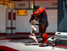Alien Monster Rides Hard a Fresh Blonde in the Sci-fi Lab