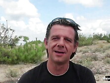 He shares his chubby wife Christelle on the beach