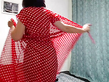 Sexy dance MILF with hairy pussy and big hanging tits