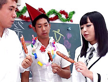 Japanese Teenage at MMF Threesome Orgy Sex