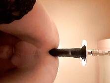 Black stockings and fuckmachine