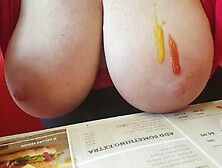 tits out in restaurant