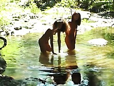 Tanned Dark Haired Babe Joins Threesome Action Outdoor