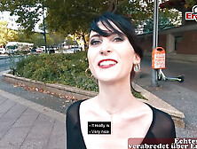 German skinny punk student teen public pick up street casting for EroCom Date POV (18+)