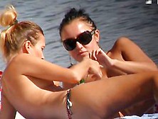 Beach hunter girls shaking tits and nude asses