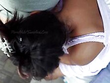 Sri Lankan cutie with giant fun bags gives impressive suck off and handjob!