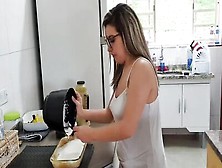 Nerdy MILF is filmed while walking around in that short skirt