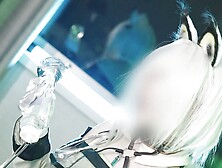 Arknights Kal'tsit Cosplay Femdom lotion satin glove handjob video