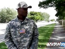 Military Dude Gets Into A Foursome With Three Horny Cops Ready To Fuck A Black Guy With Massive Cock