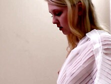 Charming blonde adolescent skipping on mormon seniors pounding dick
