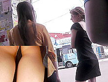 Upskirts (fake) in public gives chance to enjoy intimate view