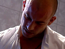 Charming Aletta Ocean gets both holes nailed by 1 monstrous schlong in a public restroom