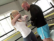 Blonde Babe Fucks Box Trainer In The Gym. Mp4