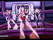 [MMD] PinkCat - Cute Striptease Katsumi Marie Rose Nyotengu Honoka Ayane 4K 60FPS