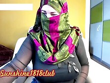 Arab plus-size MILF cam girl in Hijab gets naked and satisfies herself - recorded on 02. 14