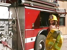 Slutty Brunette Eager To Thank Local Fireman With Hardcore Fuck On Truck