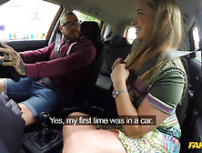 Flexible babe takes twisted positions on a dick in backseat