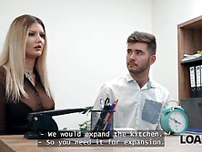 LOAN4K.  Czech wife is showing off her large bazookas in the bank