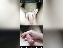 Cumming for a slim teen on video chat