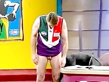 Guy pantsed on live tv show