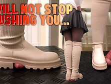 I Will Not Stop Crushing You...  Until I Hear The Safe Word! White Combat Socks Boots - Cock Balls Crush Trample,  Cbt