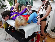 Batgirl and Supergirl forced climax